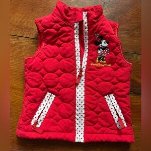 Red Quilted Kids Walt Disney World Vest with Polka Dot Trim